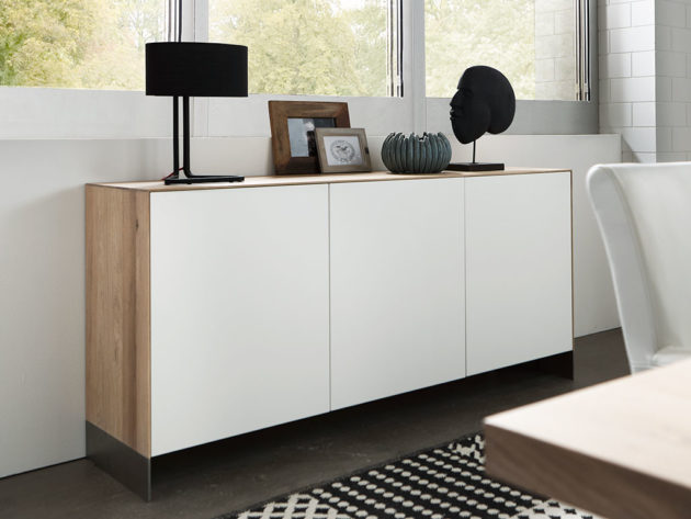 KT233 Sideboard Wildeiche weiß geölt Lack weiß