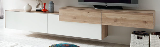 KT250 Wandsideboard Wildeiche weiß geölt, Lack weiß