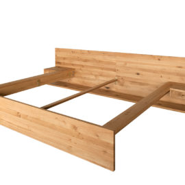 DR182 Bett mit Kopfteil 2-teilig, bodenstehend, 2 hängende Schubkästen, Wildeiche geölt