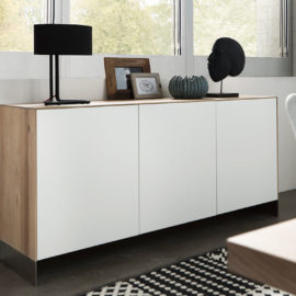 KT233 Sideboard Wildeiche weiß geölt Lack weiß