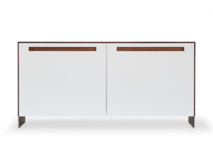 KT236 Sideboard mit Schiebetüren, Nussbaum geölt, Fronten Lack weiß