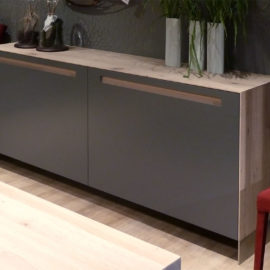 KT236 Sideboard Wildeiche weiß geölt Schiebetüren Lack anthrazit