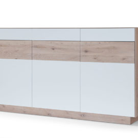 KT238 Sideboard Wildeiche weiß geölt Fronten Lack weiß