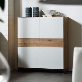 KT272 Highboard Wildeiche weiß geölt Türen Lack weiß