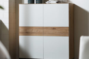 KT272 Highboard Wildeiche weiß geölt Türen Lack weiß