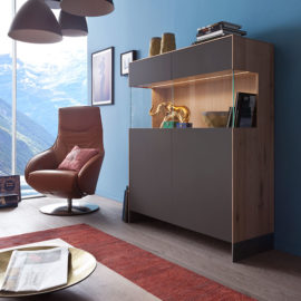 KT275 Highboard Wildeiche weiß geölt Türen Lack anthrazit