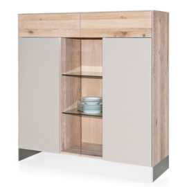 KT276 Highboard Wildeiche weiß geölt sandgrau