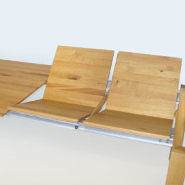 Esstisch PU475 Eiche geölt mit Gestellauszug 100 cm und 2 Klappeinlagen