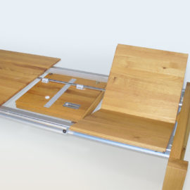 Esstisch PU475 Eiche geölt mit Gestellauszug 100 cm und 2 Klappeinlagen