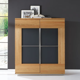 SQ084 Schrank Kirsche geölt, Glas anthrazit satinato
