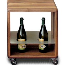 TI013 Beisteller/Würfel Nussbaum geölt, mit Rollen